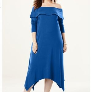 Off-The-Shoulder Dress With Handkerchief Hem